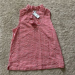 Crown & Ivy gingham ruffle neck top